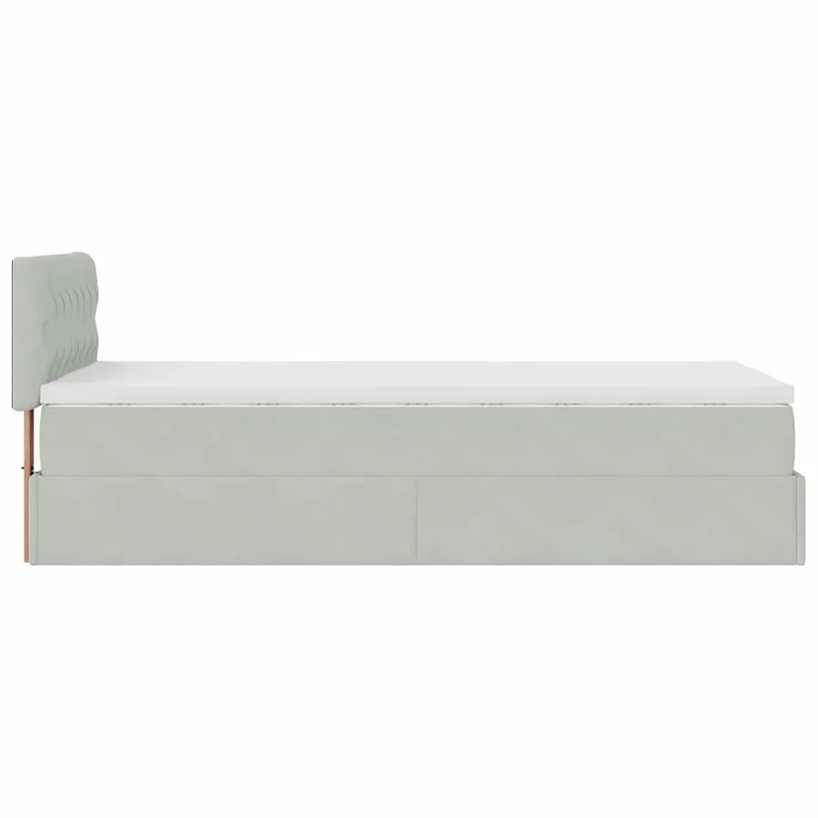 Cadre de lit ottoman et matelas gris clair 90x200 cm velours - 9