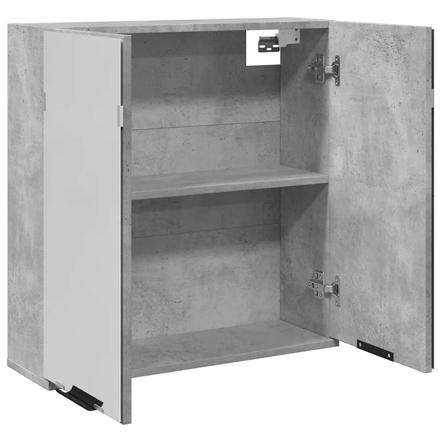 Armoire à miroir de salle de bain gris béton bois d'ingénierie - 7