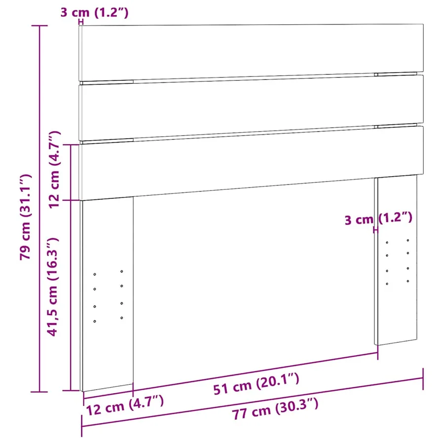 Tête de lit 75 cm bois massif de chêne - 9