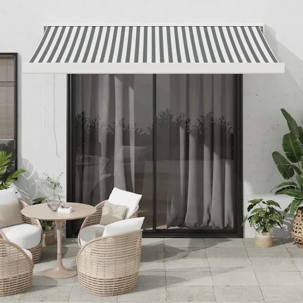 Auvent rétractable anthracite et blanc 3,5x2,5m tissu/aluminium
