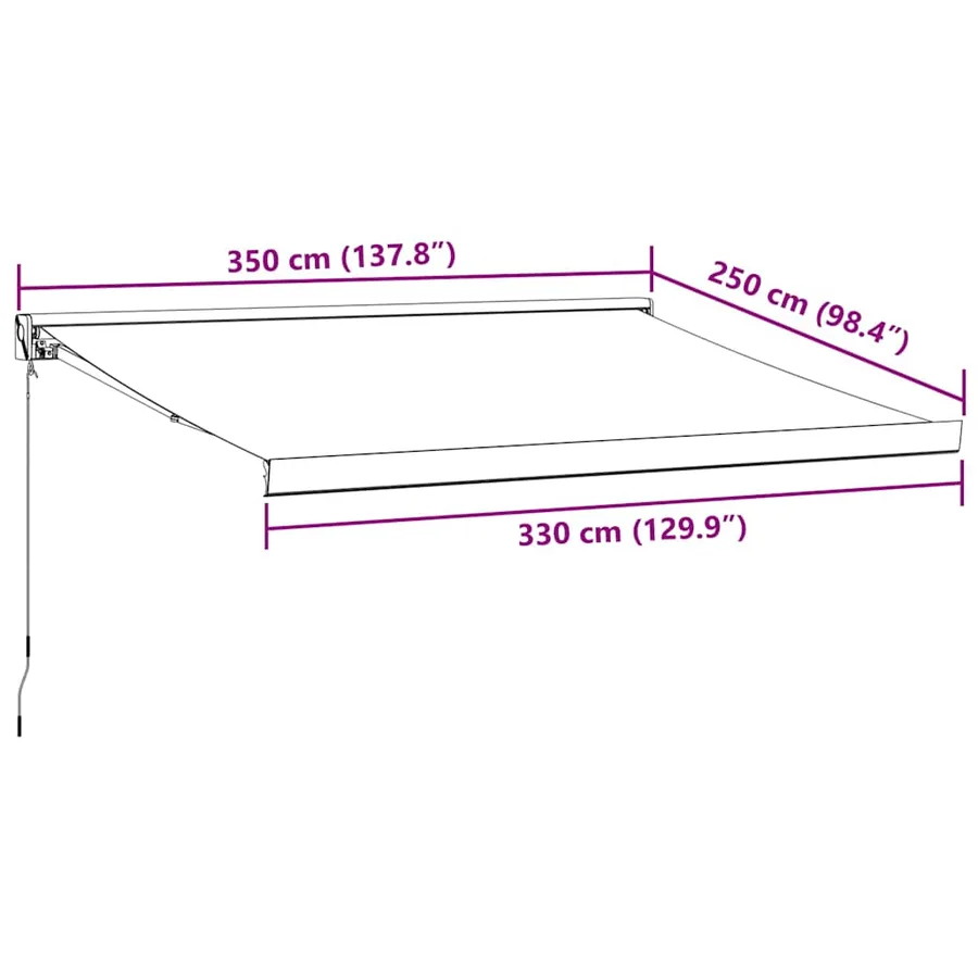 Auvent rétractable anthracite et blanc 3,5x2,5m tissu/aluminium - 9
