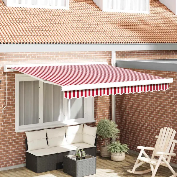 Auvent rétractable Rouge et Blanc 350 x 250 cm
