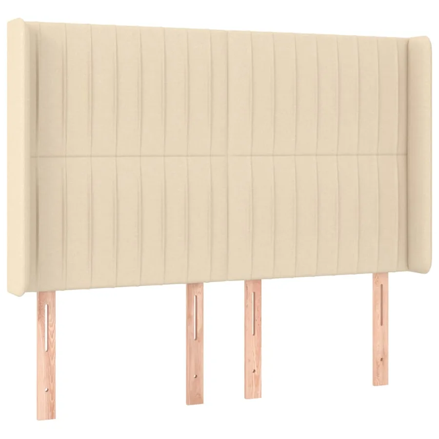Sommier à lattes de lit matelas et LED Crème 140x190 cm Tissu - 7