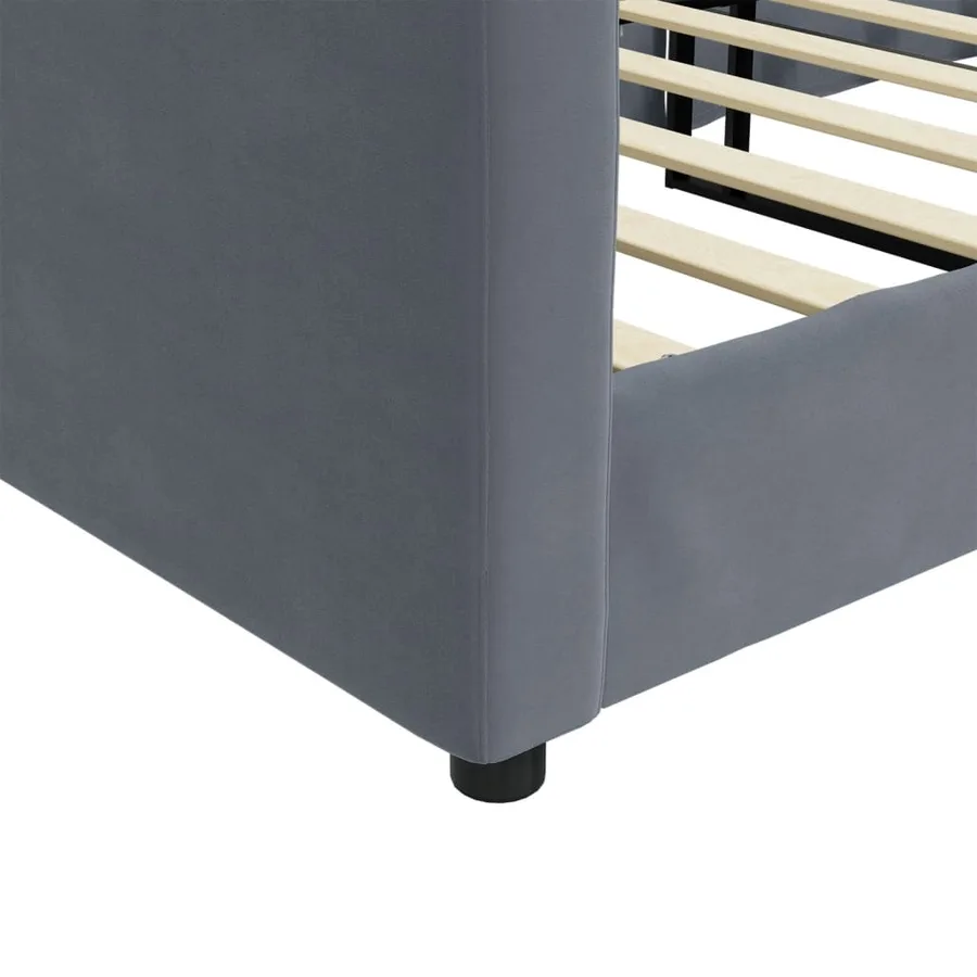 Lit de repos gris foncé 80x200 cm velours - 6