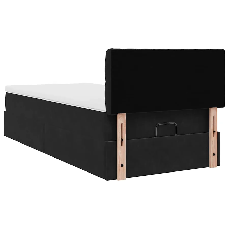 Cadre de lit ottoman avec matelas noir 80x200 cm velours - 9
