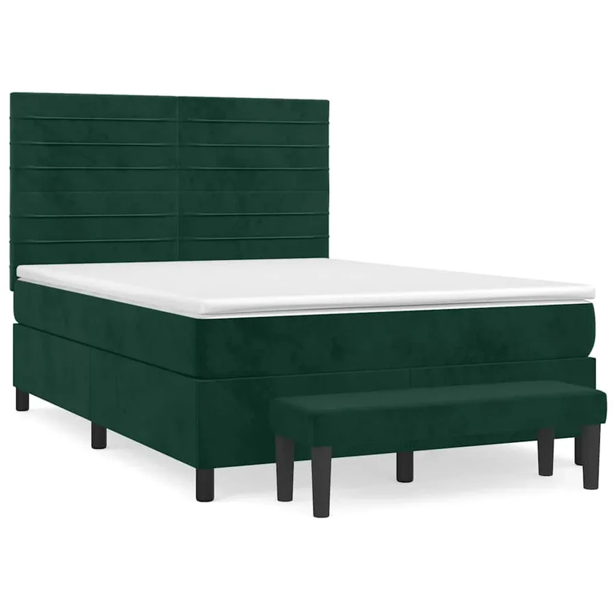 Sommier à lattes de lit et matelas Vert foncé 140x200cm Velours - 2
