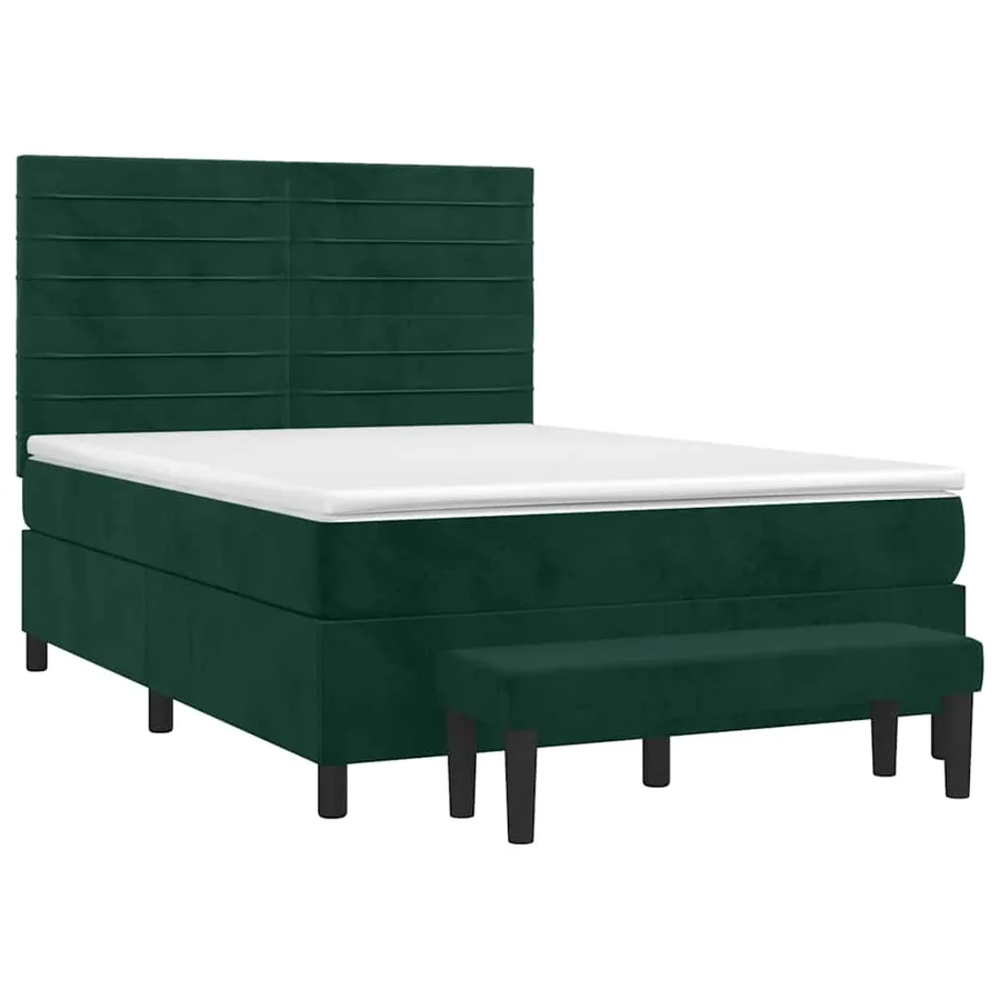 Sommier à lattes de lit et matelas Vert foncé 140x200cm Velours - 3