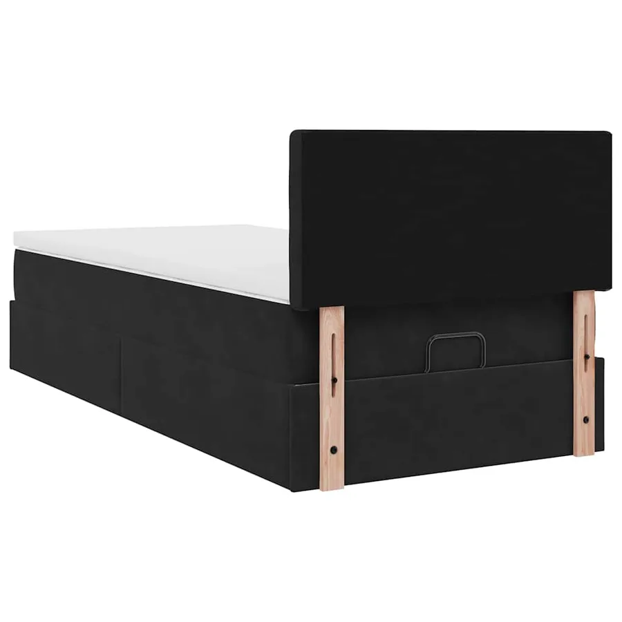 Lit ottoman avec matelas et LED noir 80x200cm velours - 12