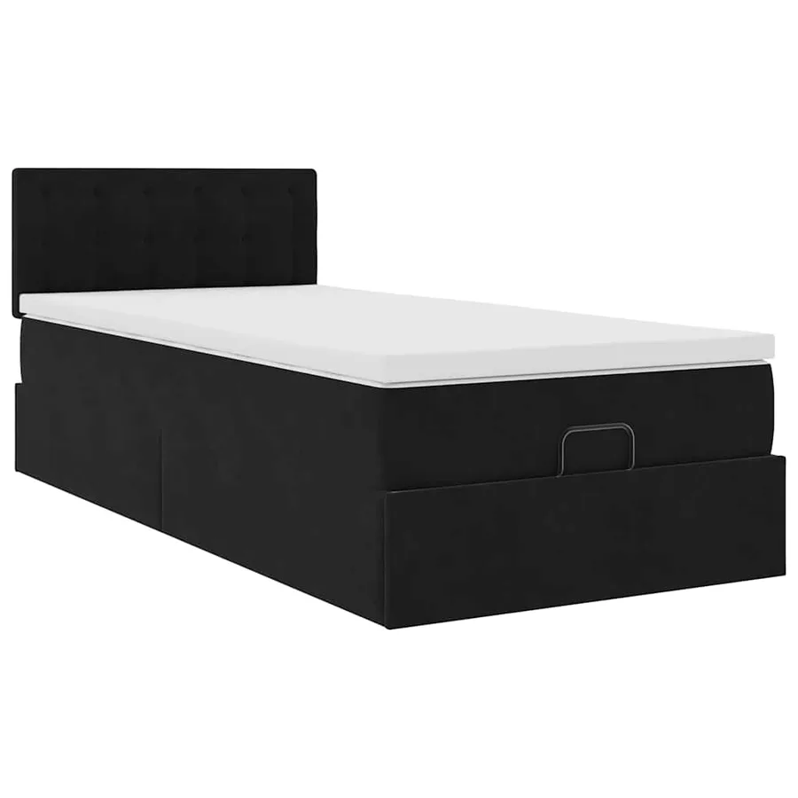 Lit ottoman avec matelas et LED noir 80x200cm velours - 7