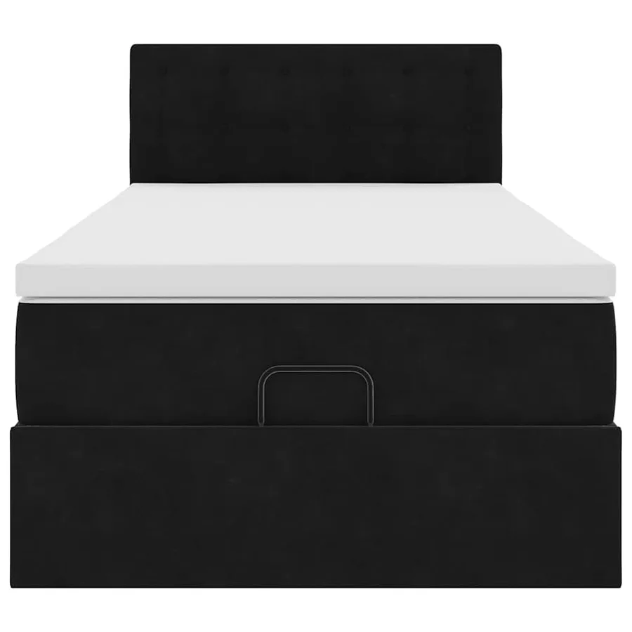 Lit ottoman avec matelas et LED noir 80x200cm velours - 8