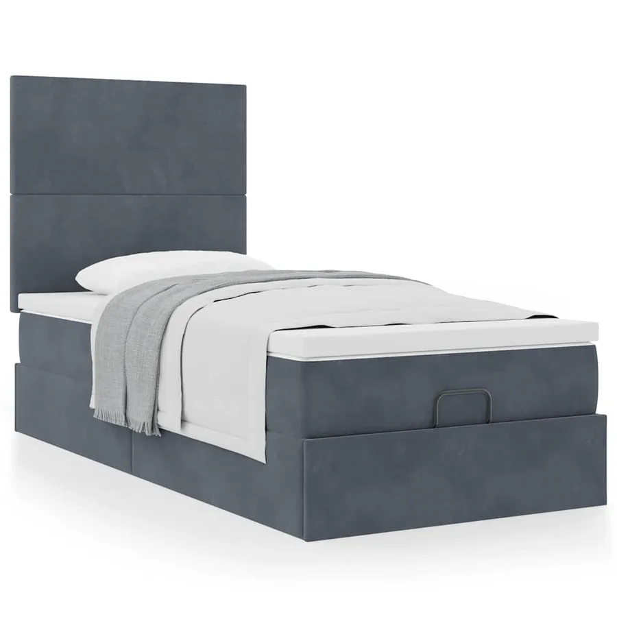 Cadre de lit ottoman avec matelas gris foncé 80x200 cm velours - 4