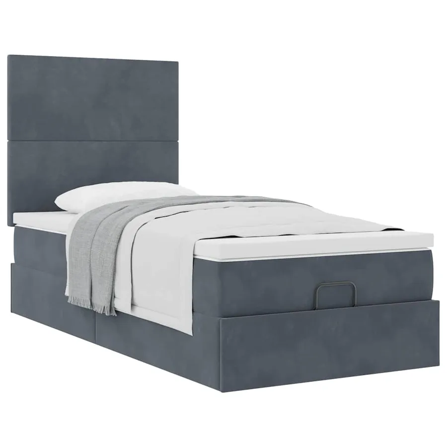 Cadre de lit ottoman avec matelas gris foncé 80x200 cm velours - 5