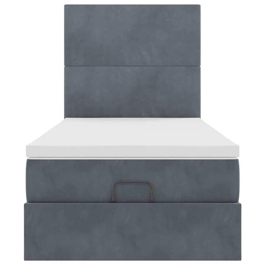 Cadre de lit ottoman avec matelas gris foncé 80x200 cm velours - 7