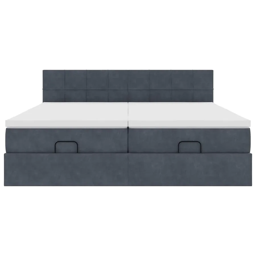 Cadre de lit ottoman avec matelas gris foncé 160x200cm velours - 7
