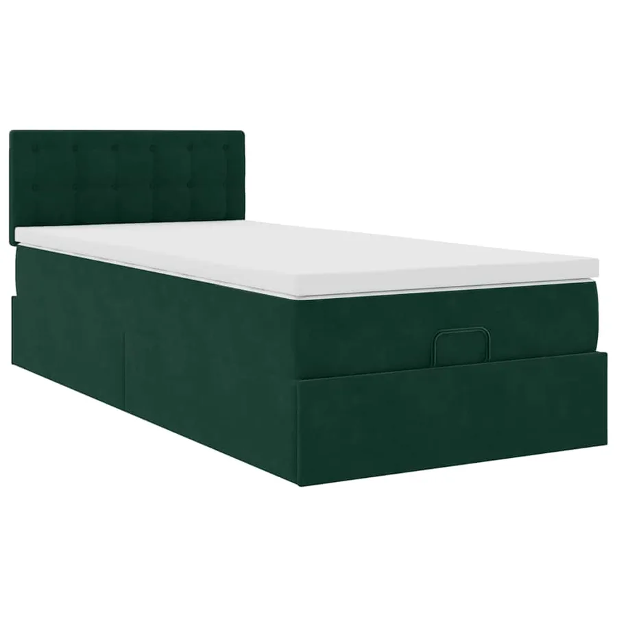 Cadre de lit ottoman avec matelas vert foncé 80x200 cm velours - 6
