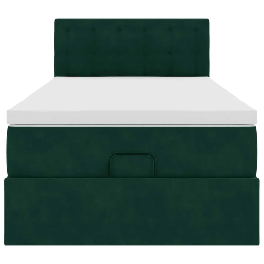 Cadre de lit ottoman avec matelas vert foncé 80x200 cm velours - 7
