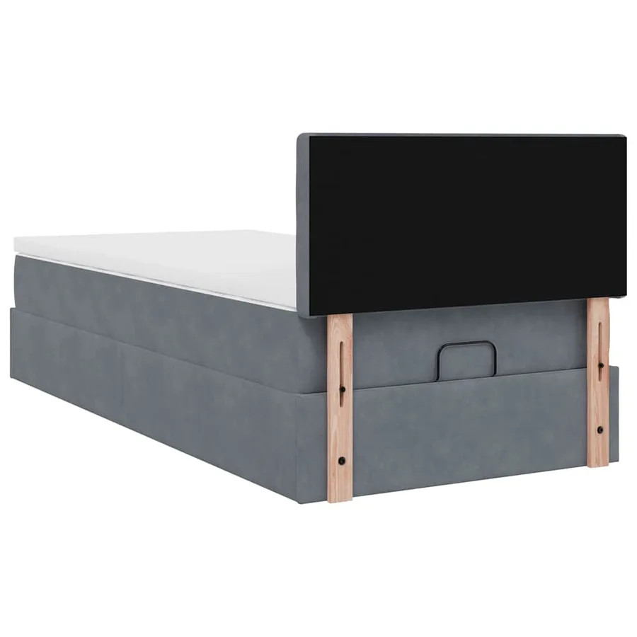 Cadre de lit ottoman avec matelas gris foncé 80x200 cm velours - 11