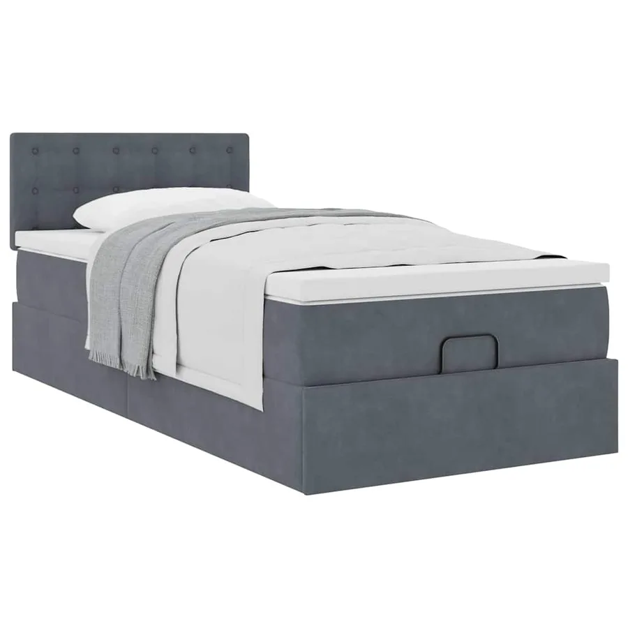 Cadre de lit ottoman avec matelas gris foncé 80x200 cm velours - 5