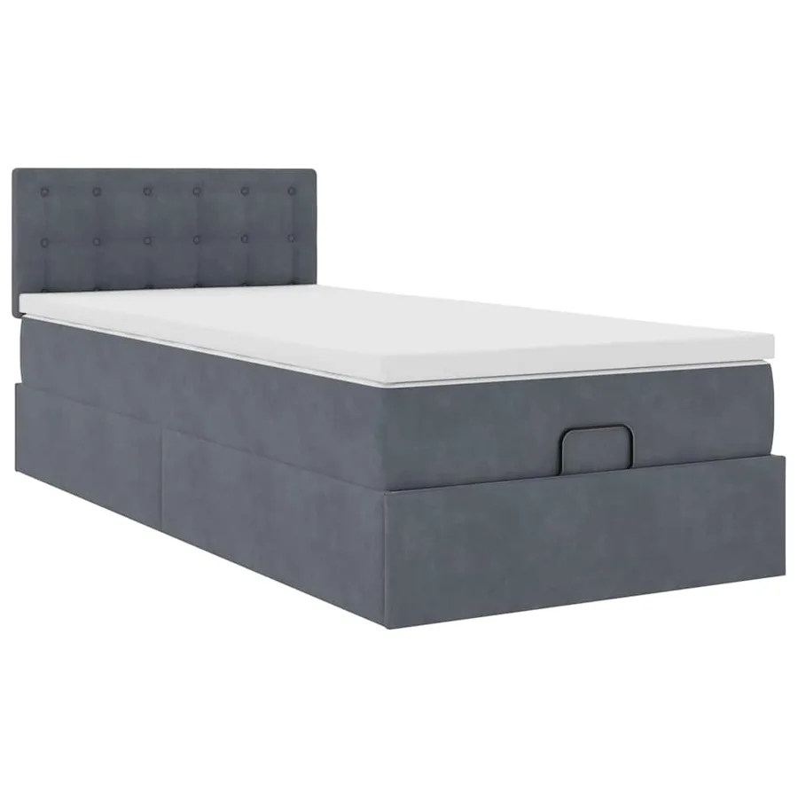 Cadre de lit ottoman avec matelas gris foncé 80x200 cm velours - 6