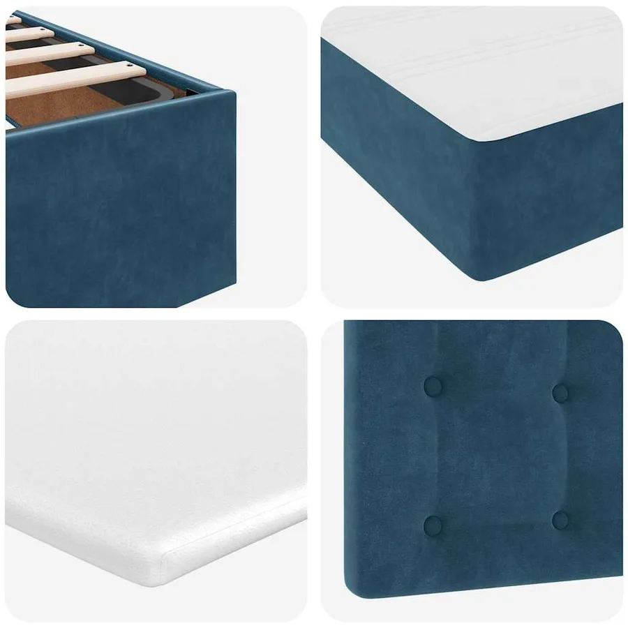 Lit ottoman avec matelas et LED bleu foncé 80x200cm velours - 16