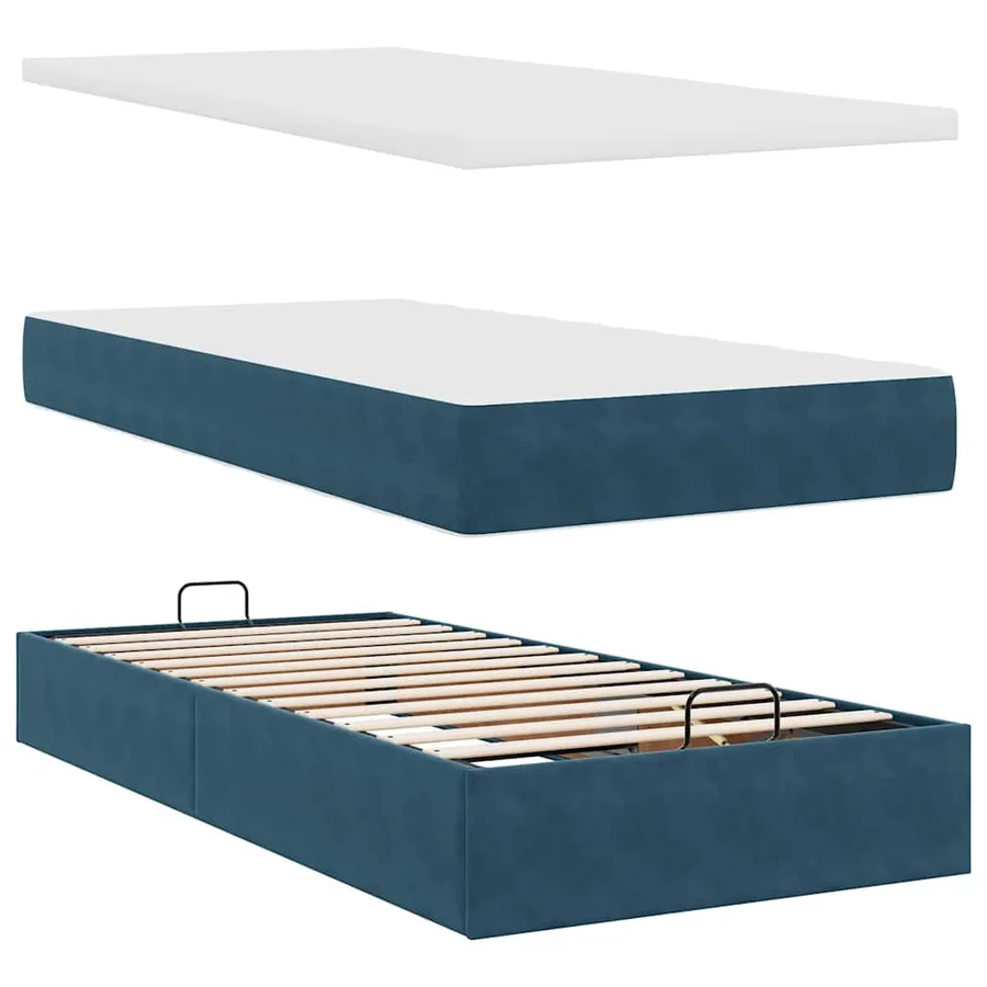 Lit ottoman avec matelas et LED bleu foncé 80x200cm velours - 8