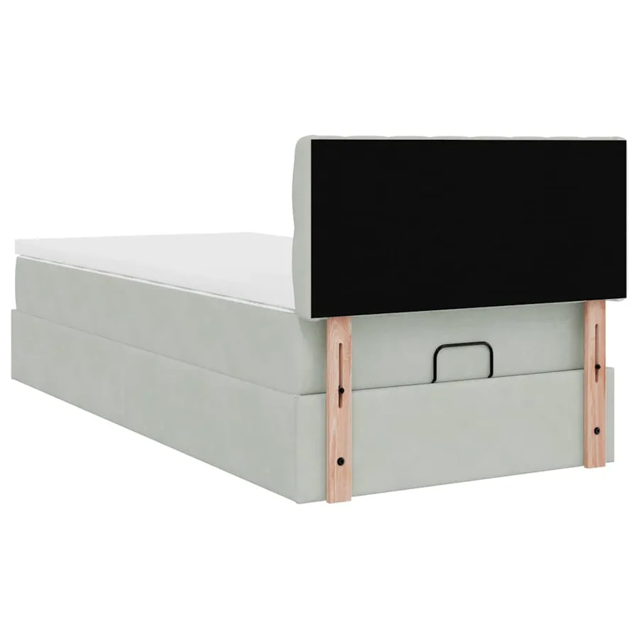 Cadre de lit ottoman avec matelas gris clair 80x200 cm velours - 10
