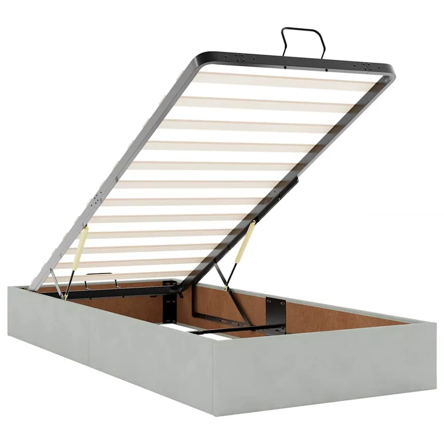 Cadre de lit ottoman avec matelas gris clair 80x200 cm velours - 11