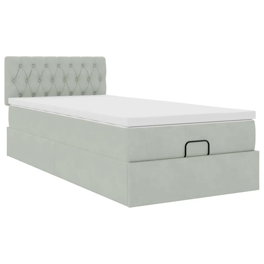 Cadre de lit ottoman avec matelas gris clair 80x200 cm velours - 5