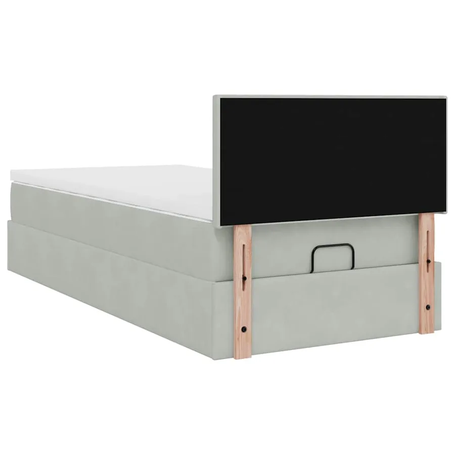 Cadre de lit ottoman avec matelas gris clair 80x200 cm velours - 12