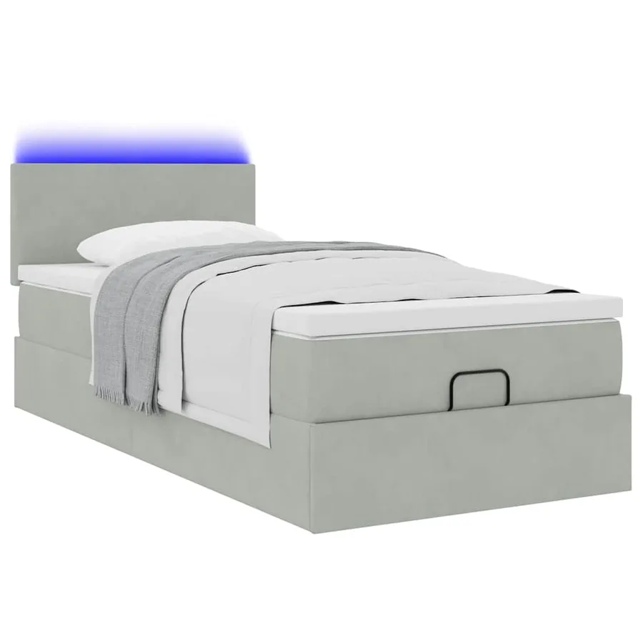 Cadre de lit ottoman avec matelas gris clair 80x200 cm velours - 6