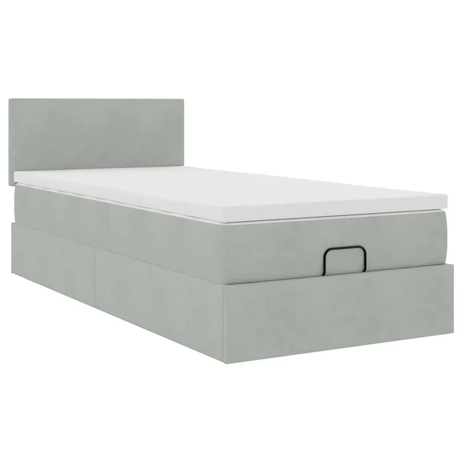 Cadre de lit ottoman avec matelas gris clair 80x200 cm velours - 7