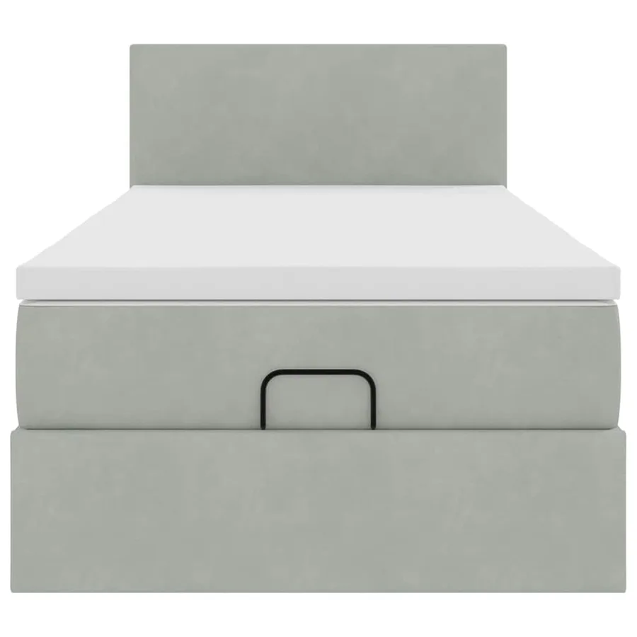 Cadre de lit ottoman avec matelas gris clair 80x200 cm velours - 8