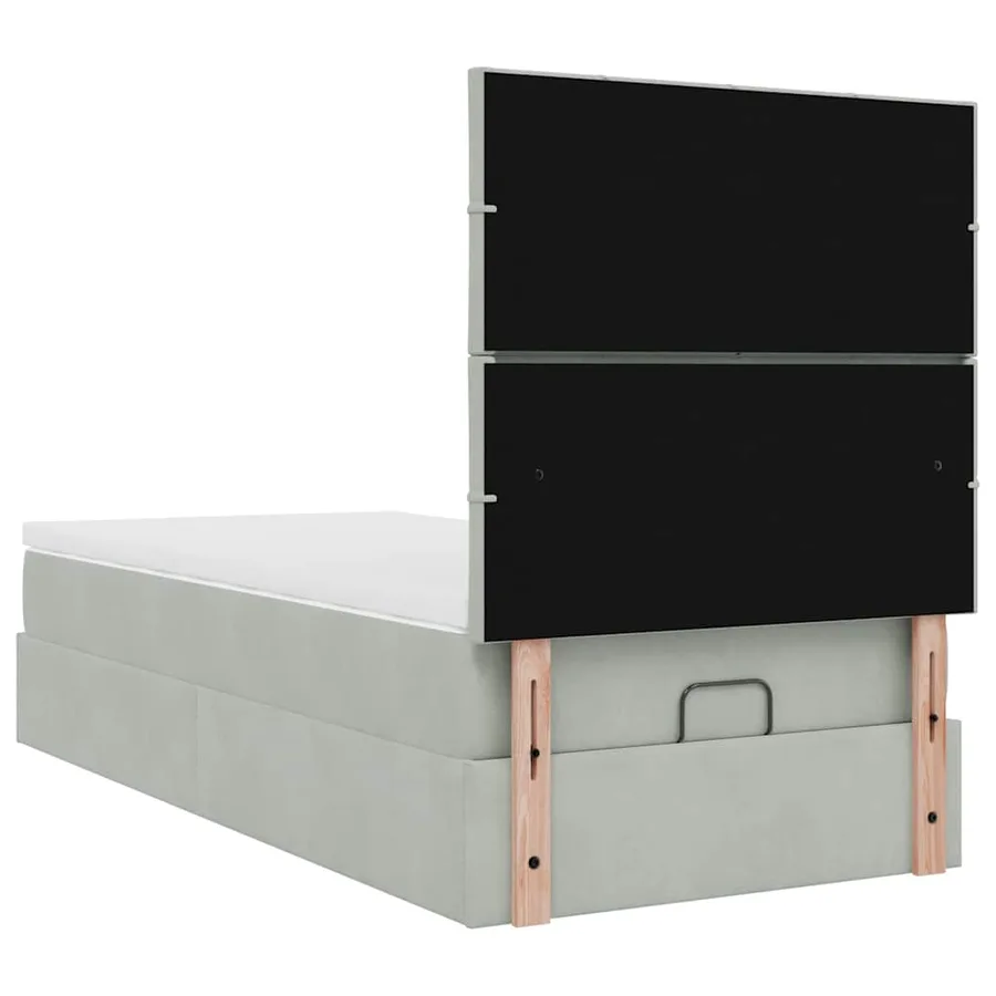 Cadre de lit ottoman avec matelas gris clair 80x200 cm velours - 10