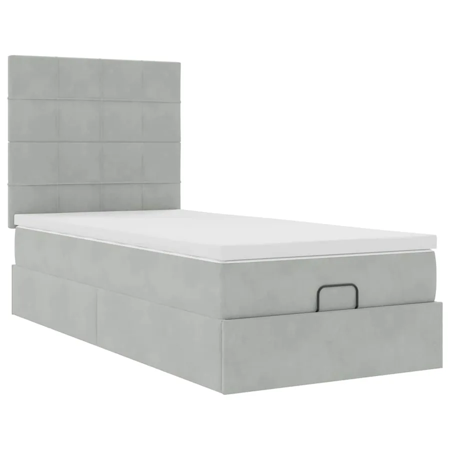 Cadre de lit ottoman avec matelas gris clair 80x200 cm velours - 7