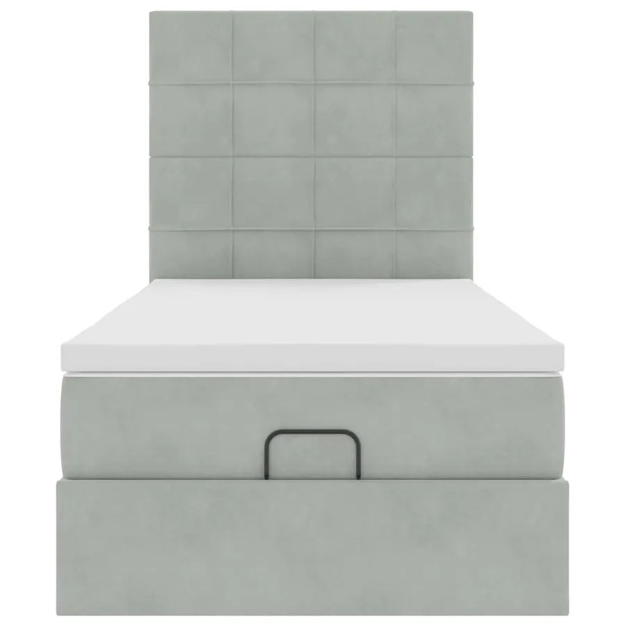 Cadre de lit ottoman avec matelas gris clair 80x200 cm velours - 8