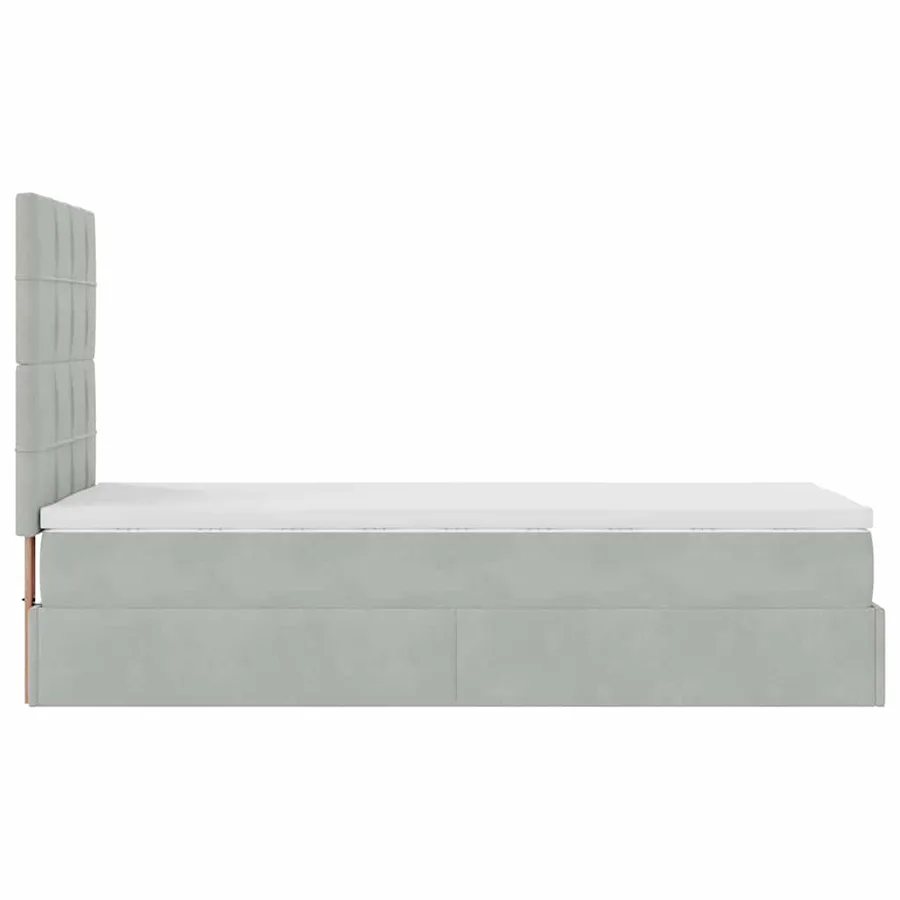 Cadre de lit ottoman avec matelas gris clair 80x200 cm velours - 9