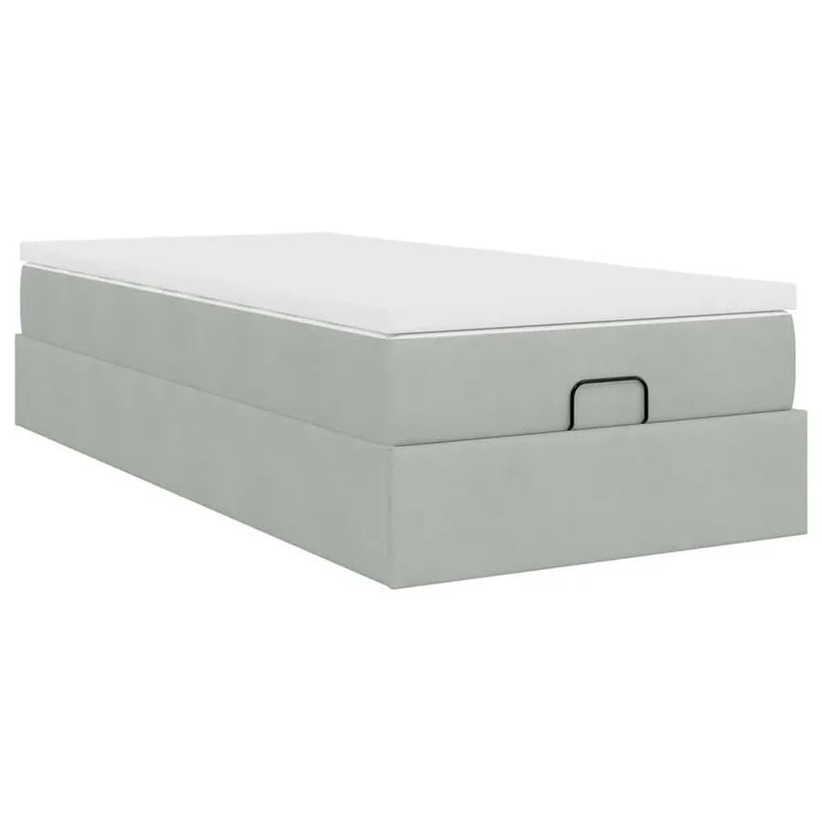 Cadre de lit ottoman avec matelas gris clair 80x200 cm velours - 10