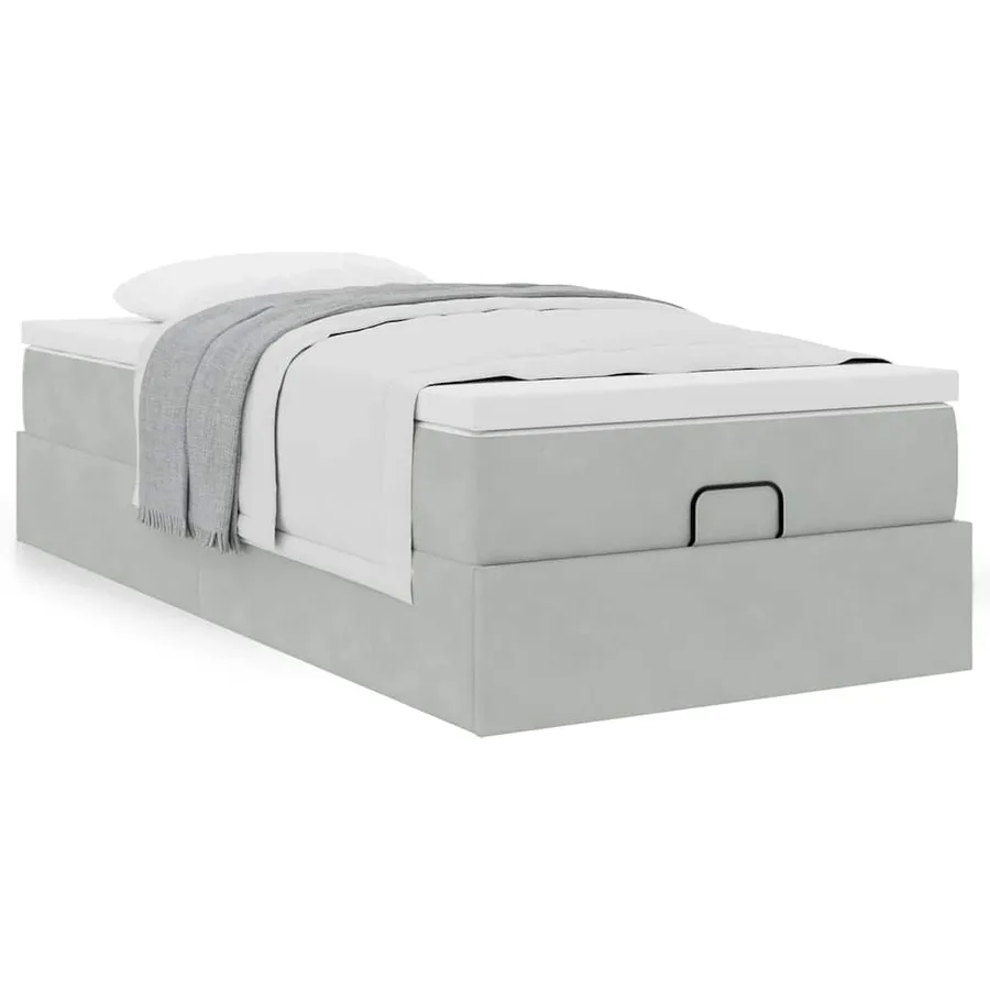 Cadre de lit ottoman avec matelas gris clair 80x200 cm velours - 4