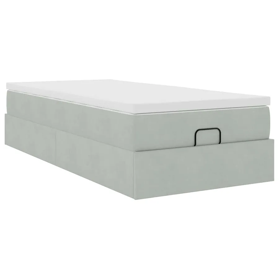 Cadre de lit ottoman avec matelas gris clair 80x200 cm velours - 6