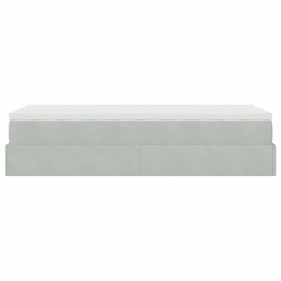 Cadre de lit ottoman avec matelas gris clair 80x200 cm velours - 9