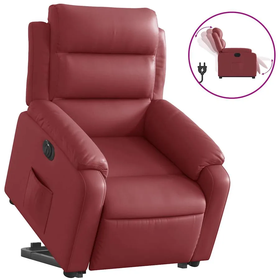 Fauteuil inclinable électrique rouge bordeaux similicuir - 2
