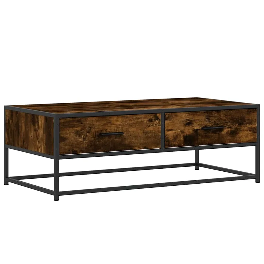 Table basse chêne fumé 100x50x35 cm bois d'ingénierie et métal - 2