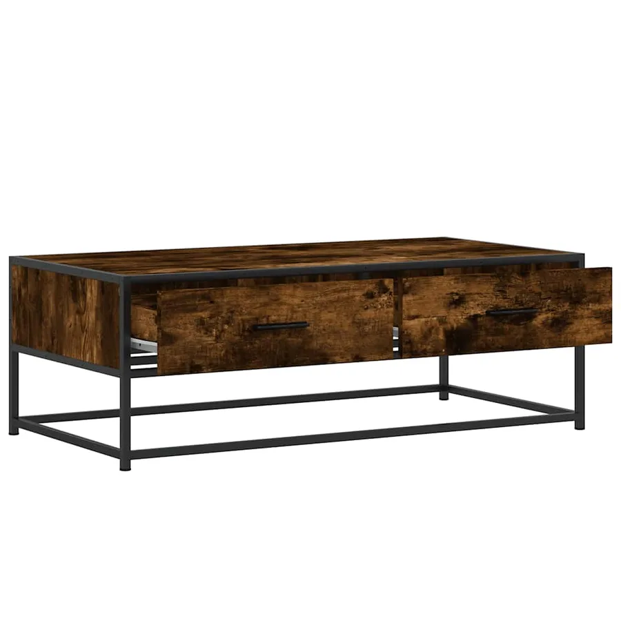Table basse chêne fumé 100x50x35 cm bois d'ingénierie et métal - 8