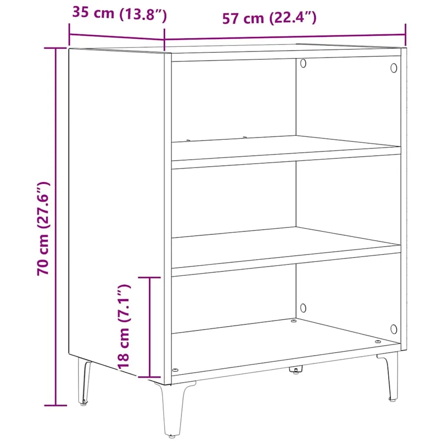 Buffet chêne artisanal 57x35x70 cm bois d'ingénierie - 10