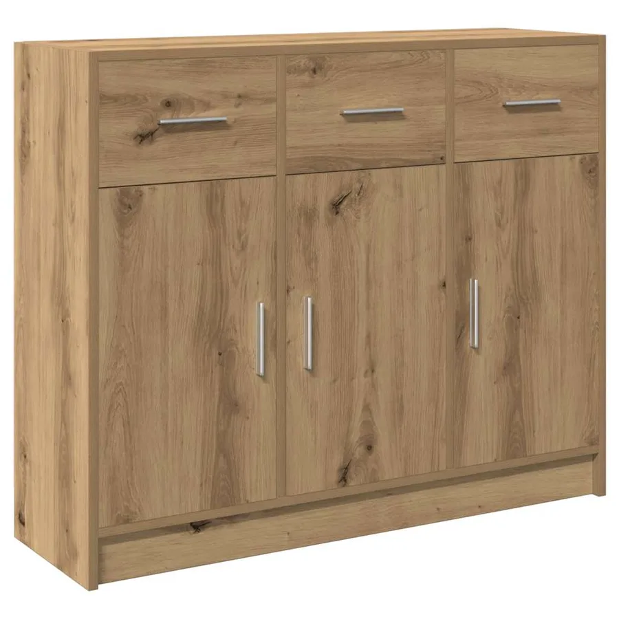 Buffet chêne artisanal 91x28x75 cm bois d'ingénierie - 2