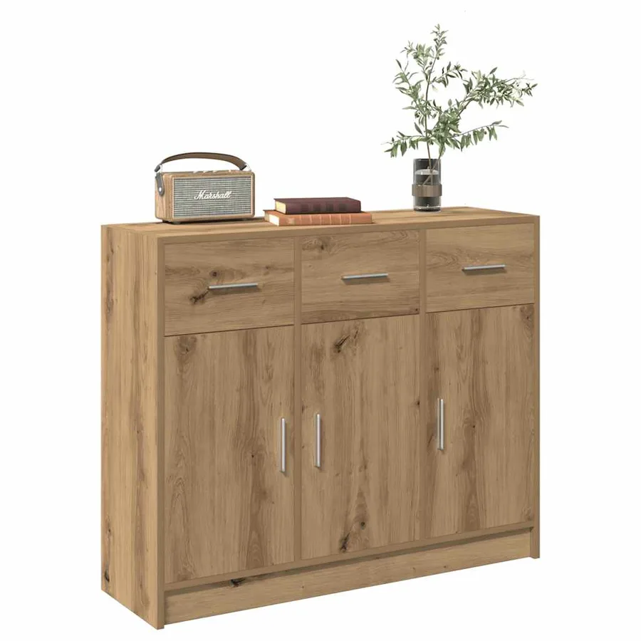 Buffet chêne artisanal 91x28x75 cm bois d'ingénierie - 3