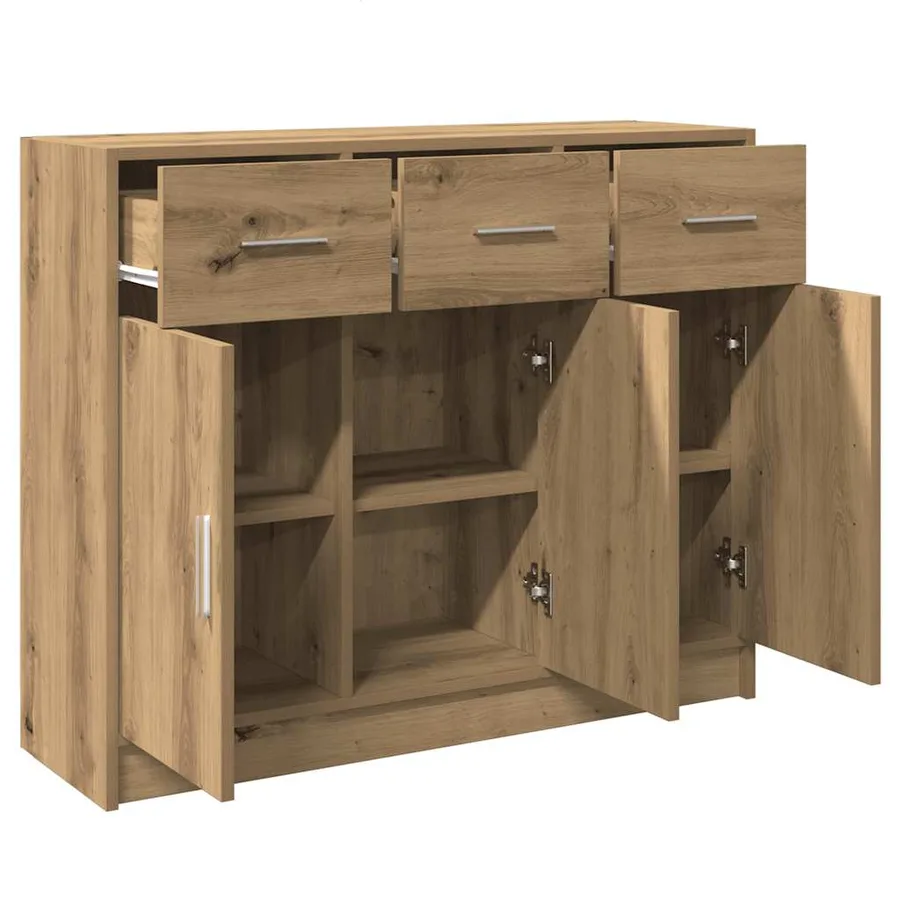 Buffet chêne artisanal 91x28x75 cm bois d'ingénierie - 7