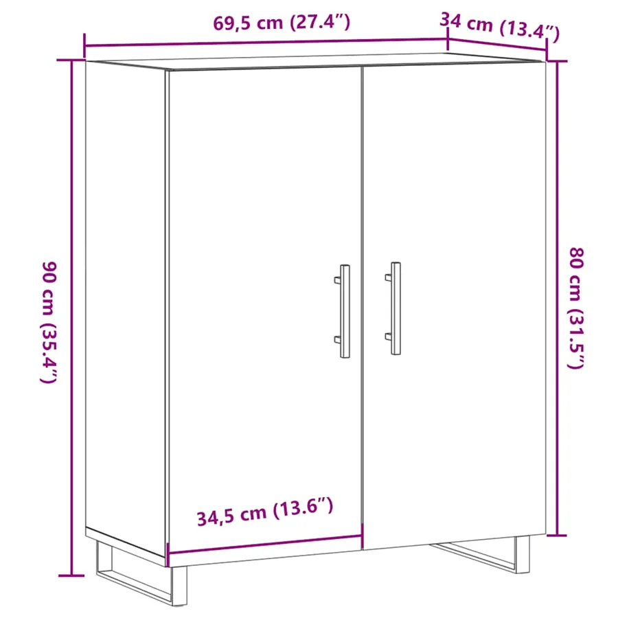 Buffet vieux bois 69,5x34x90 cm bois d'ingénierie - 10