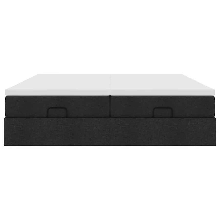 Cadre de lit ottoman avec matelas noir 160x200 cm tissu - 7