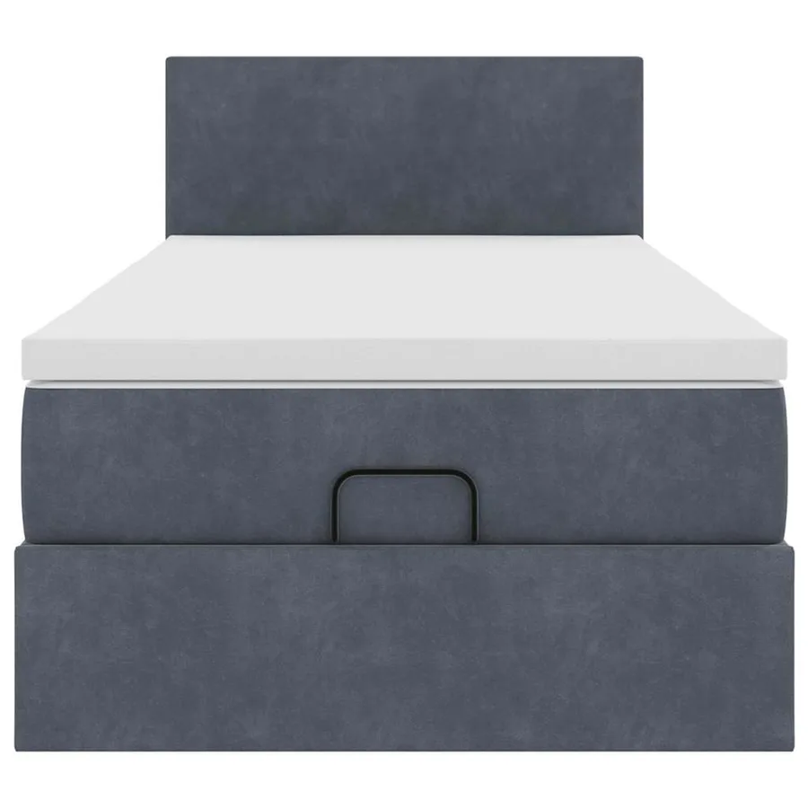 Cadre de lit ottoman et matelas gris foncé 90x200 cm velours - 6